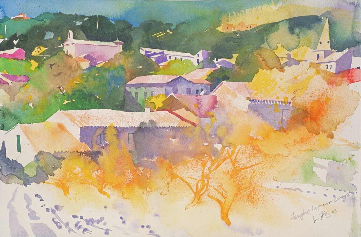 Faugeres, La Maison Orange, 2003 (akvarel na papíře) od Simon Fletcher