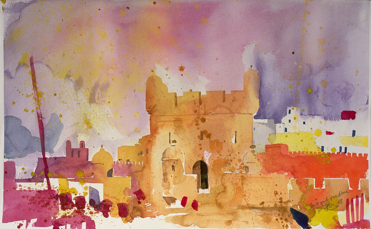 Pevnost a Medina (akvarel na papíře) od Simon Fletcher