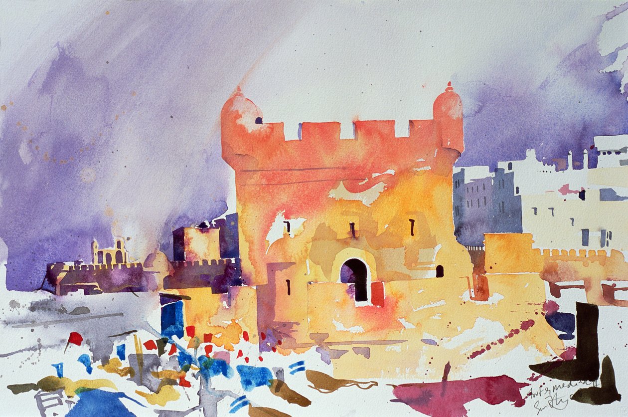 Pevnost a Medina II (akvarel na papíře) od Simon Fletcher
