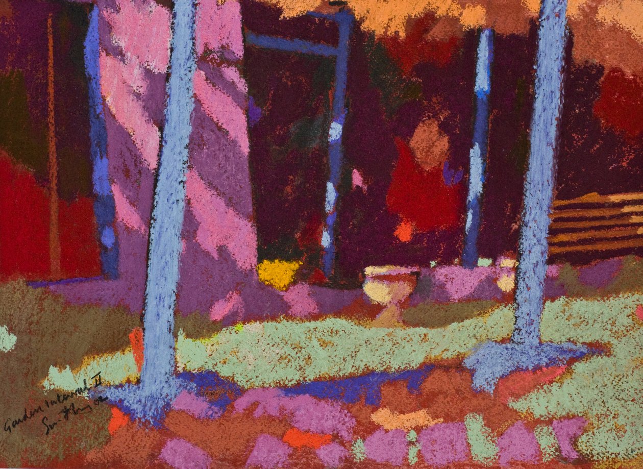 Zahradní přestávka (pastel na papíře) od Simon Fletcher