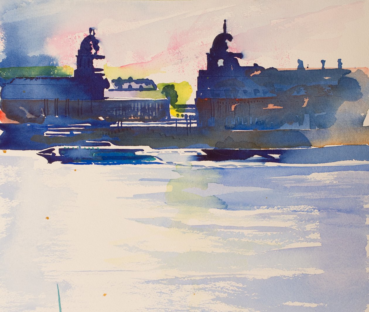 Greenwich z Psího ostrova, 2016 (akvarel) od Simon Fletcher