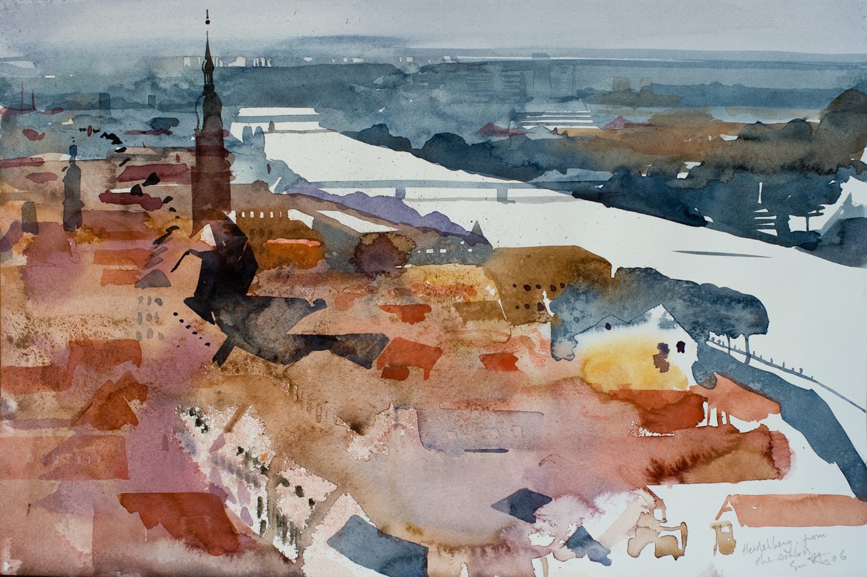Heidelberg od zámku, 2006 (akvarel) od Simon Fletcher