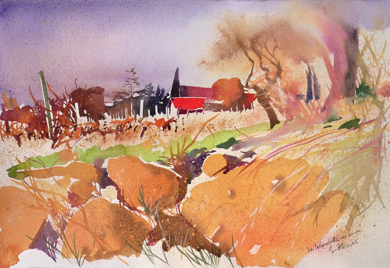 La colombette en hiver, Francie, 2004 (akvarel) od Simon Fletcher