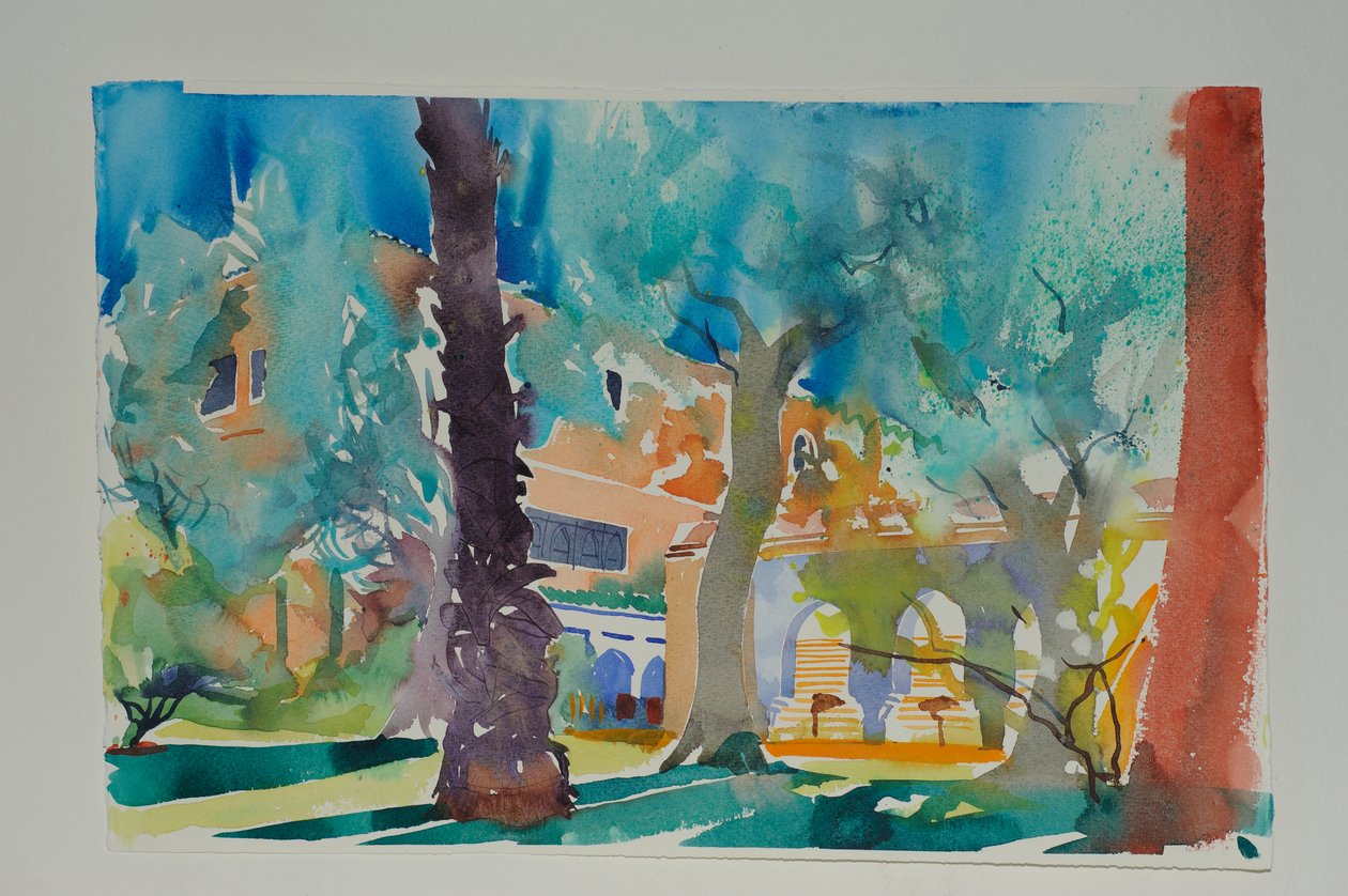 Terasa Mamounia, 2010 (akvarel na papíře) od Simon Fletcher