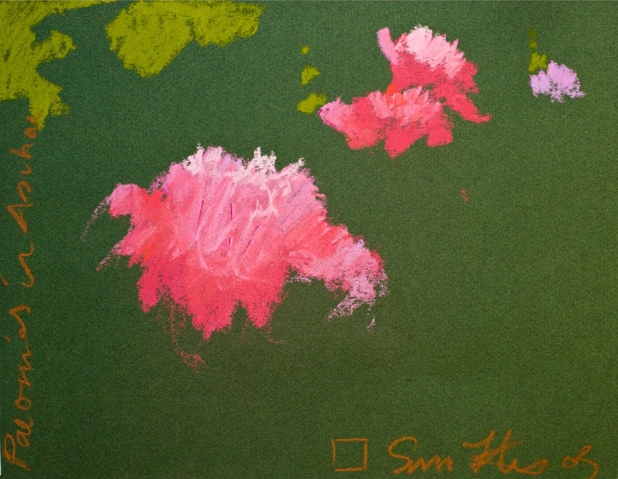 Pivoňky v Aschau (pastel na papíře) od Simon Fletcher