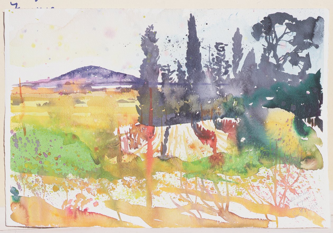 Sete, vu de Loupian, 2004 (akvarel na papíře) od Simon Fletcher