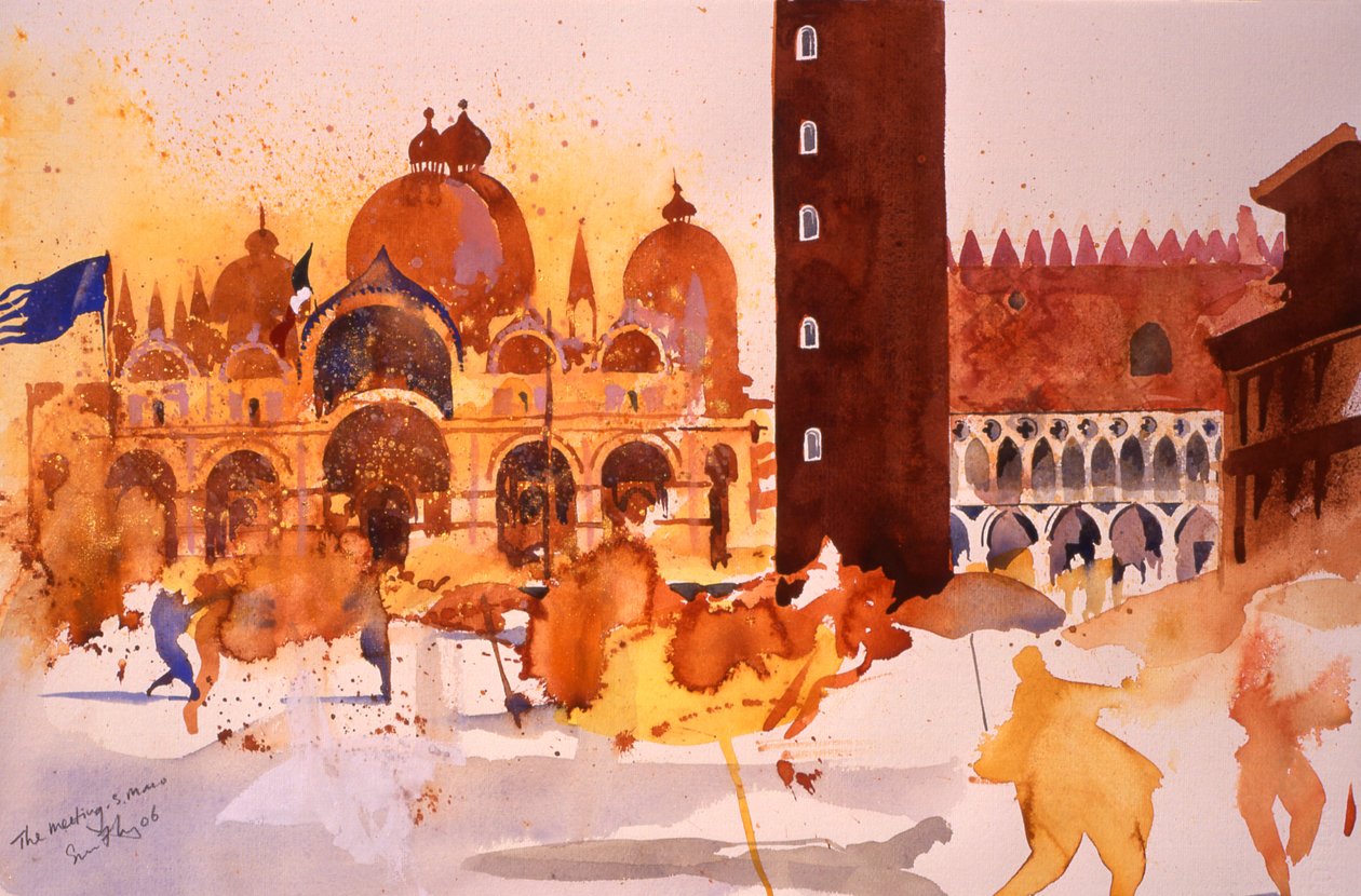 Setkání, San Marco, 2006 (akvarel na papíře) od Simon Fletcher