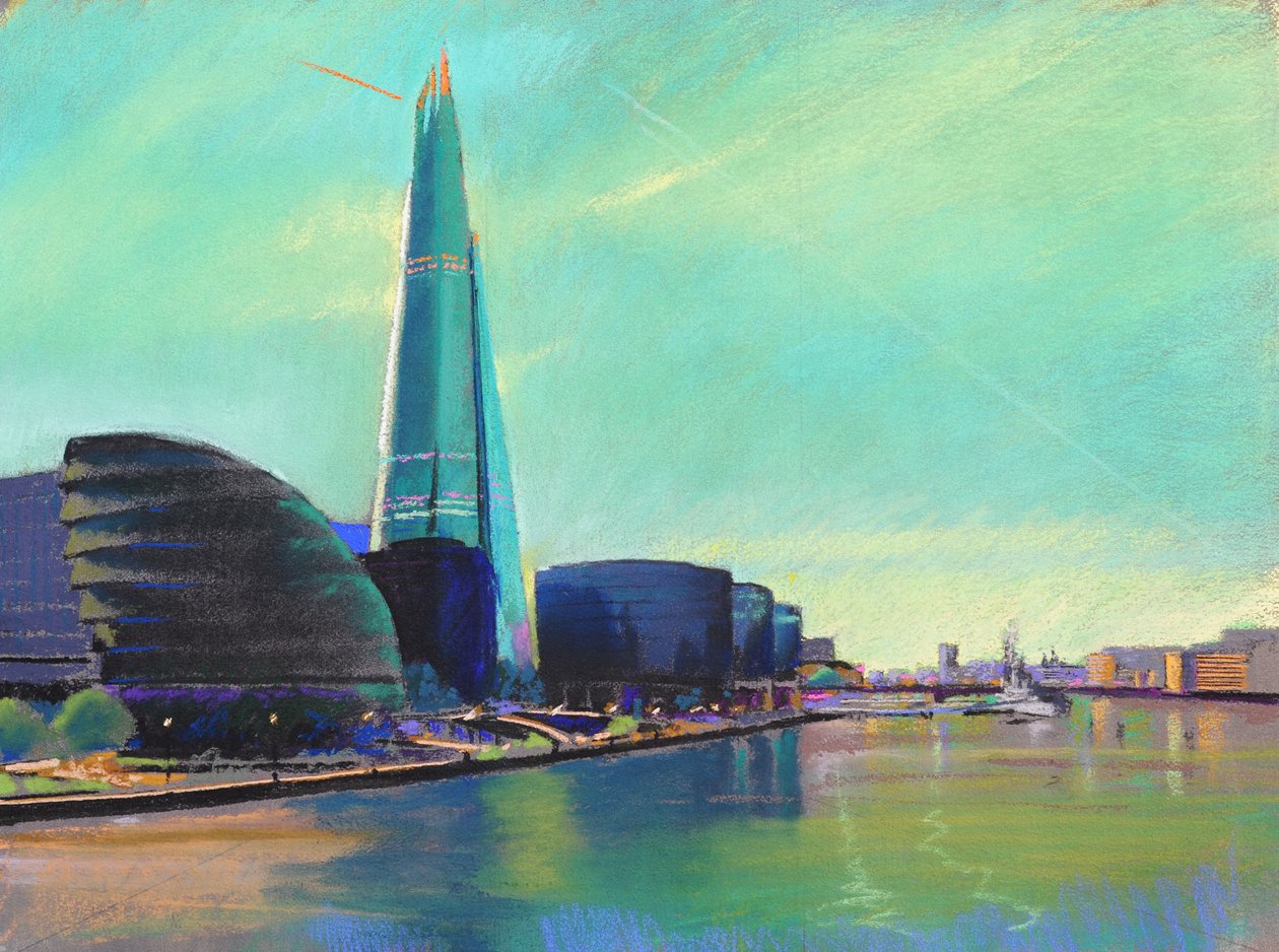 Střep z Tower Bridge, 2015 (pastel) od Simon Fletcher