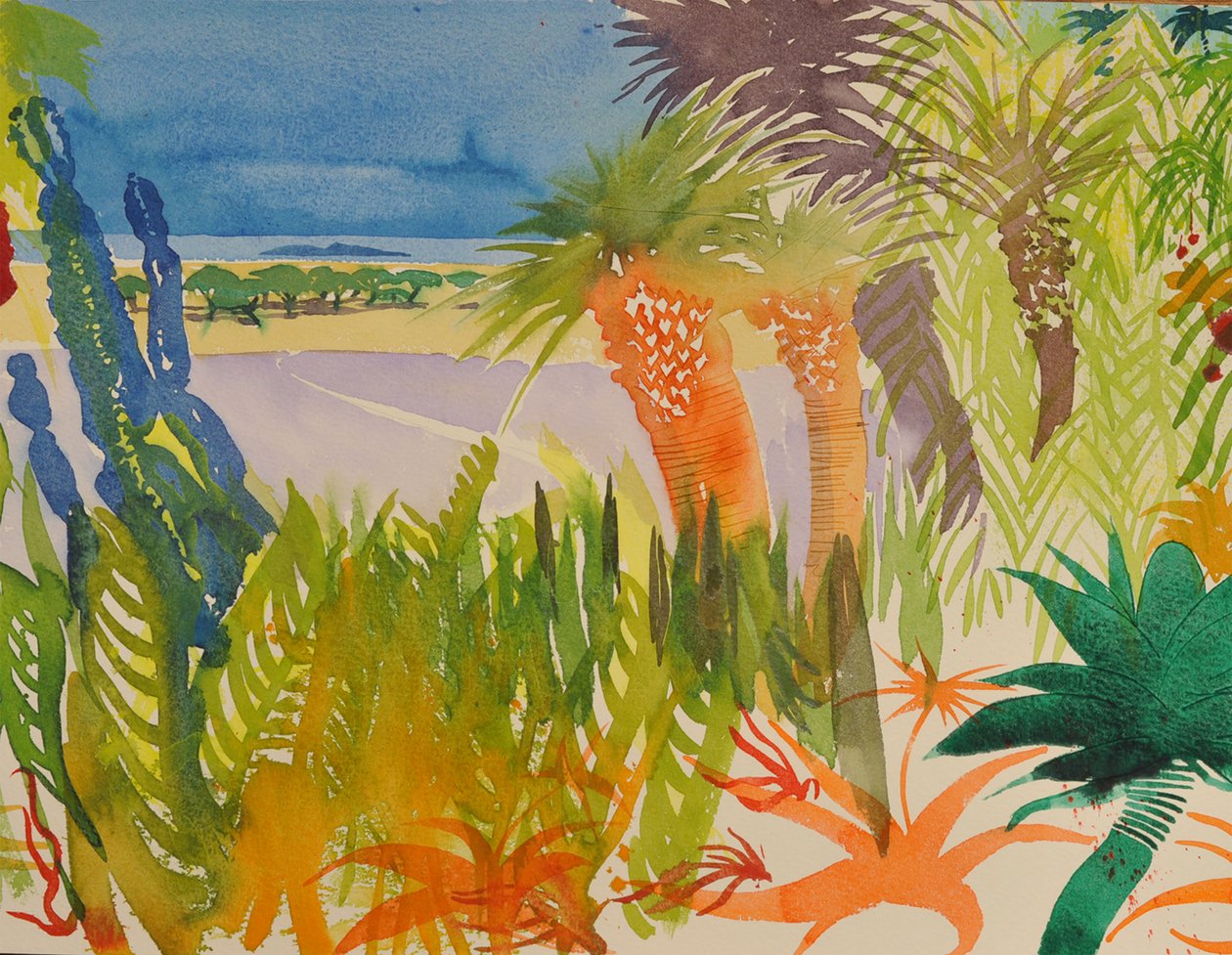 Tropická zahrada 2, Mogador, 2016 (vodní média) od Simon Fletcher
