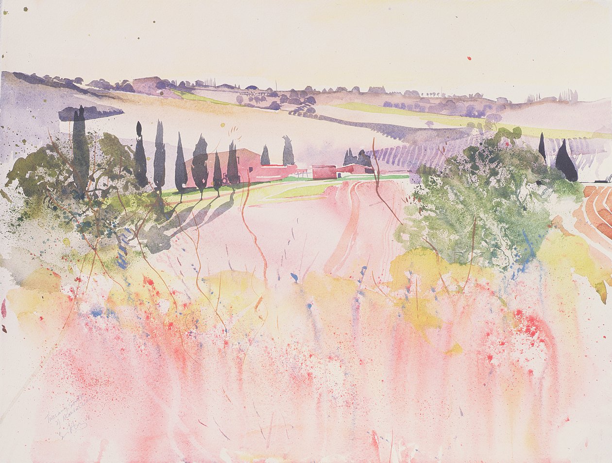 Toskánsko jižně od Montalcina, 2002 (akvarel) od Simon Fletcher