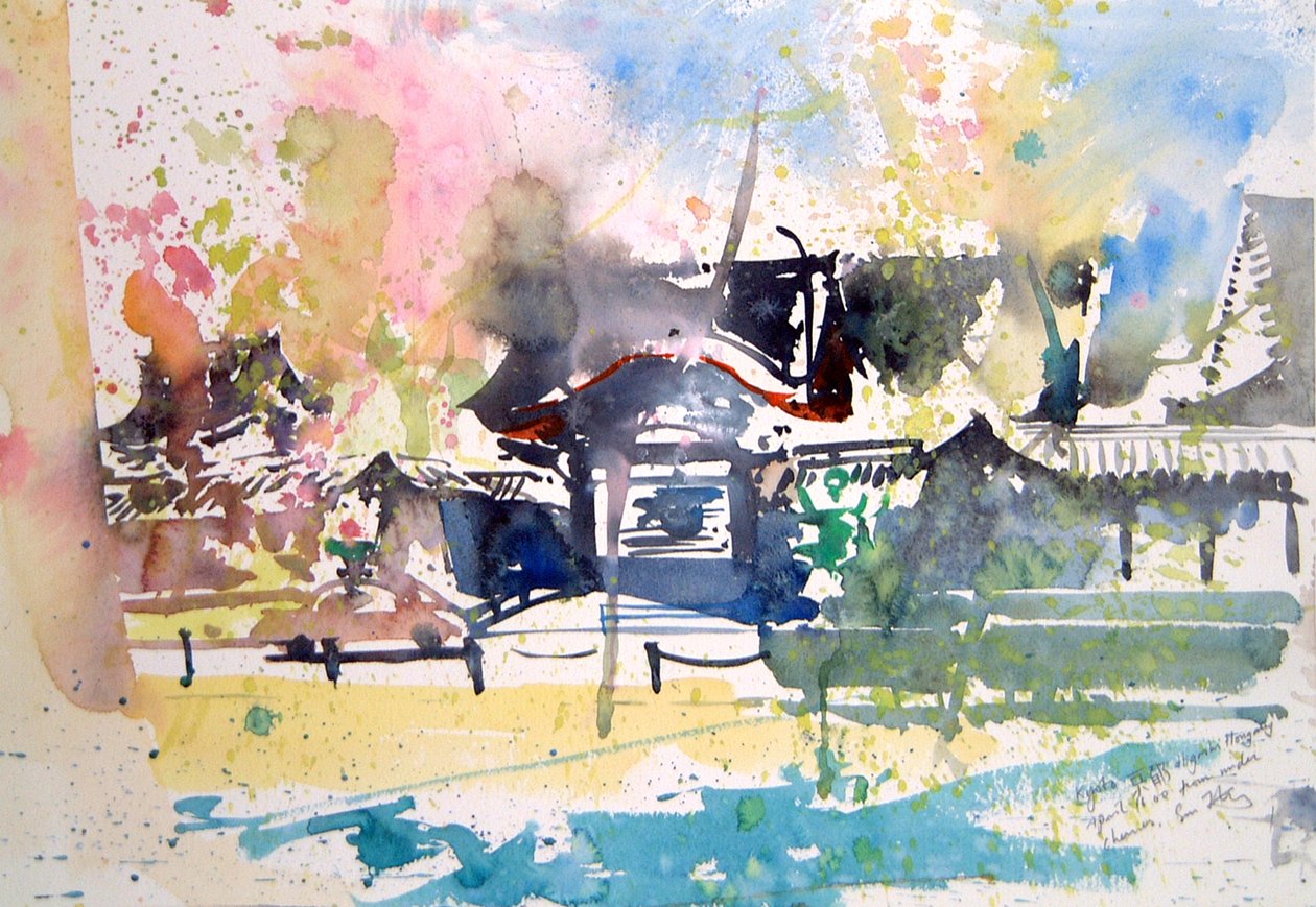 Pod třešněmi Kjóto, 2000 (akvarel) od Simon Fletcher