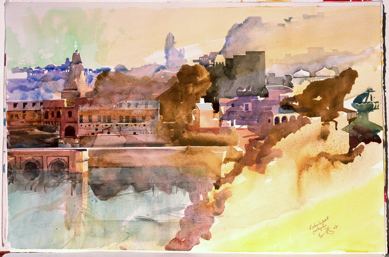 Višnuova noha, Jodphur, 2007 (akvarel na papíře) od Simon Fletcher