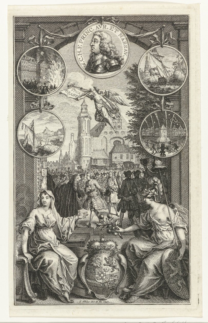 Alegorie povýšení Viléma IV na stadtholder, 1747 od Simon Fokke
