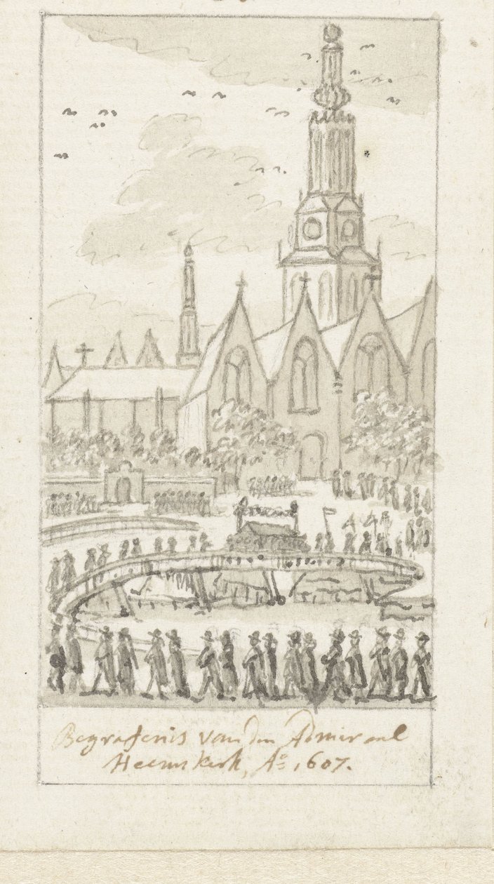 Pohřeb Jacoba van Heemskercka v Oude Kerk v Amsterdamu, 1607 od Simon Fokke