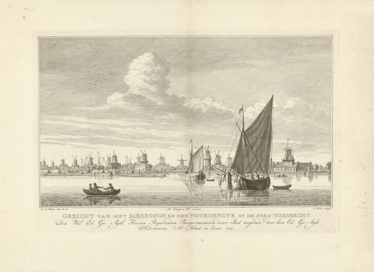 Pohled na Biesbosch a Noordendijk poblíž Dordrechtu Pohled na Biesbosch a den Noordendyk u města Dordrecht (název na objektu) od Simon Fokke