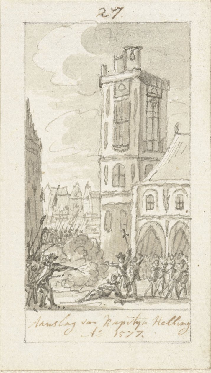 Pád kapitána Hermana van der Hellinga, 23. listopadu 1577 od Simon Fokke