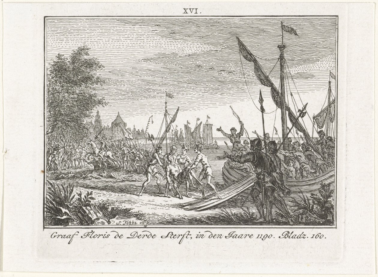 Smrt Florise III z Holandska v Antiochii, 1784 od Simon Fokke