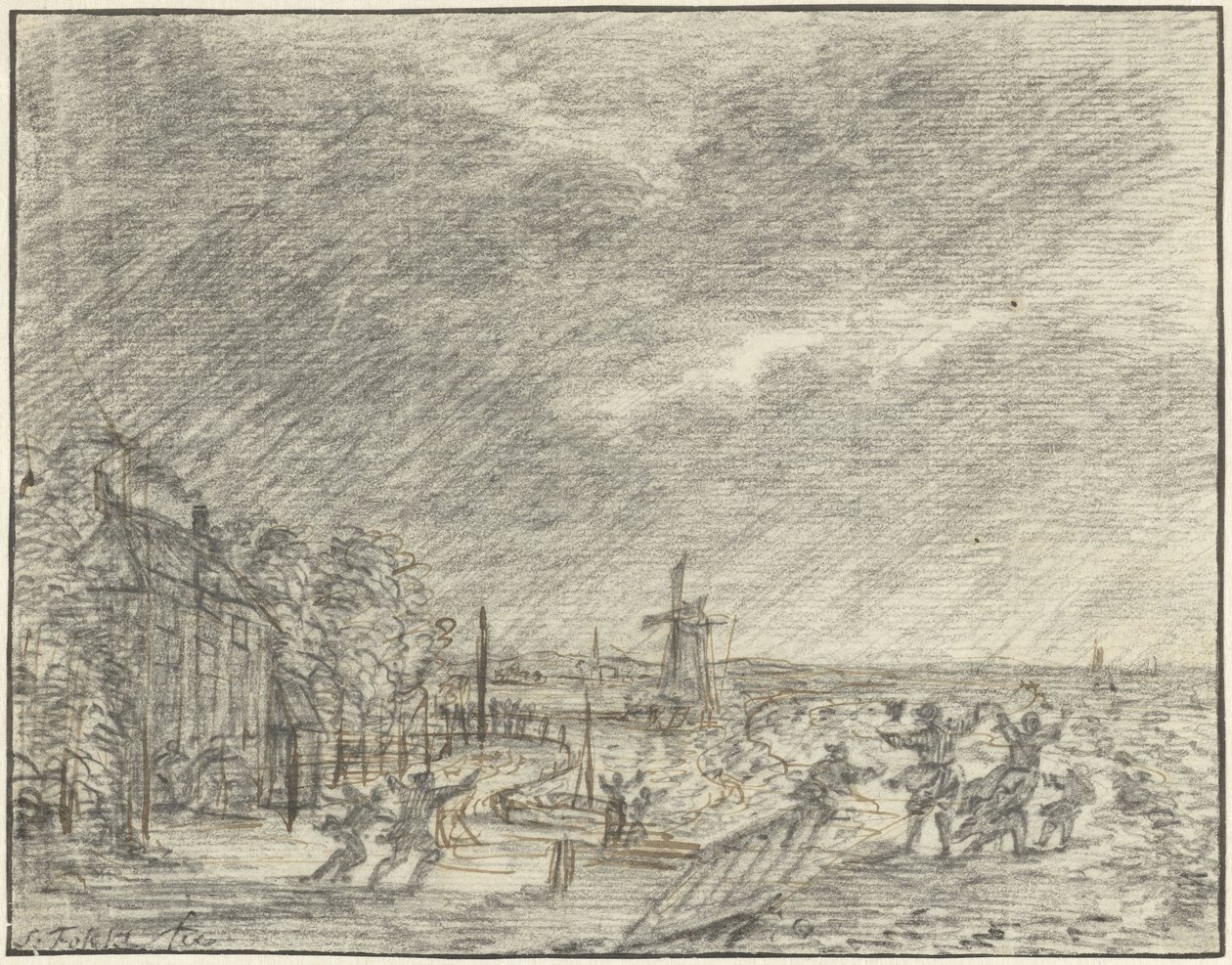 Silná bouře a povodeň v Halfweg, 15. listopadu 1775 od Simon Fokke