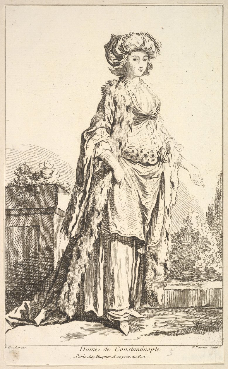 Paní z Konstantinopole, z Recueil de různých zahraničních postav Vynalezen ..., 18. století. od Simon Francois Ravenet
