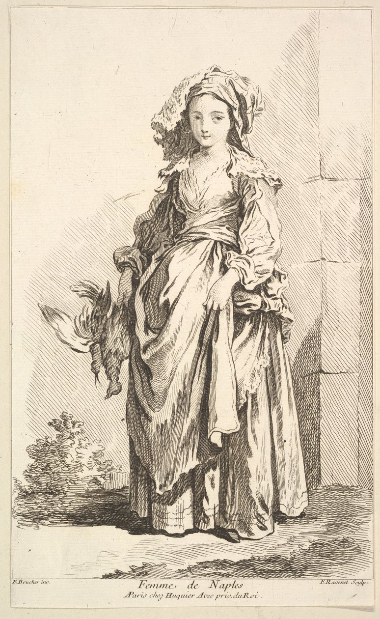 Žena z Neapole, ze Sbírka různých zahraničních postav Vynalezl F. Bouc..., 18. století. od Simon Francois Ravenet