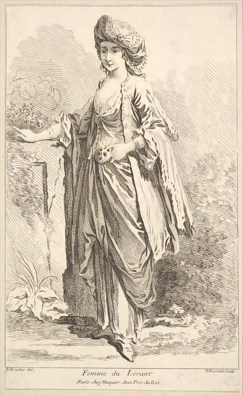 Žena z Levanty, z Sbírka různých zahraničních postav Vynalezl F. Bouc..., 18. století. od Simon Francois Ravenet