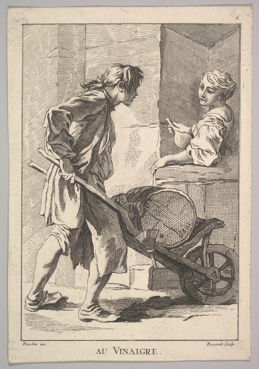 Reverzní kopie octa Au Vinaigre, z Le Cris de Paris The Cries of Paris..., 18. století. od Simon Francois Ravenet