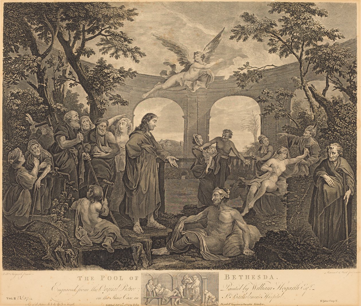 Bazén Bethesda od Simon Francois Ravenet I and Victor Marie Picot after William Hogarth