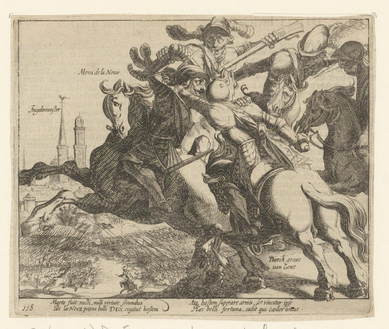 François de la Noue zajatý během bitvy u Ingelmunsteru, 1580 od Simon Frisius