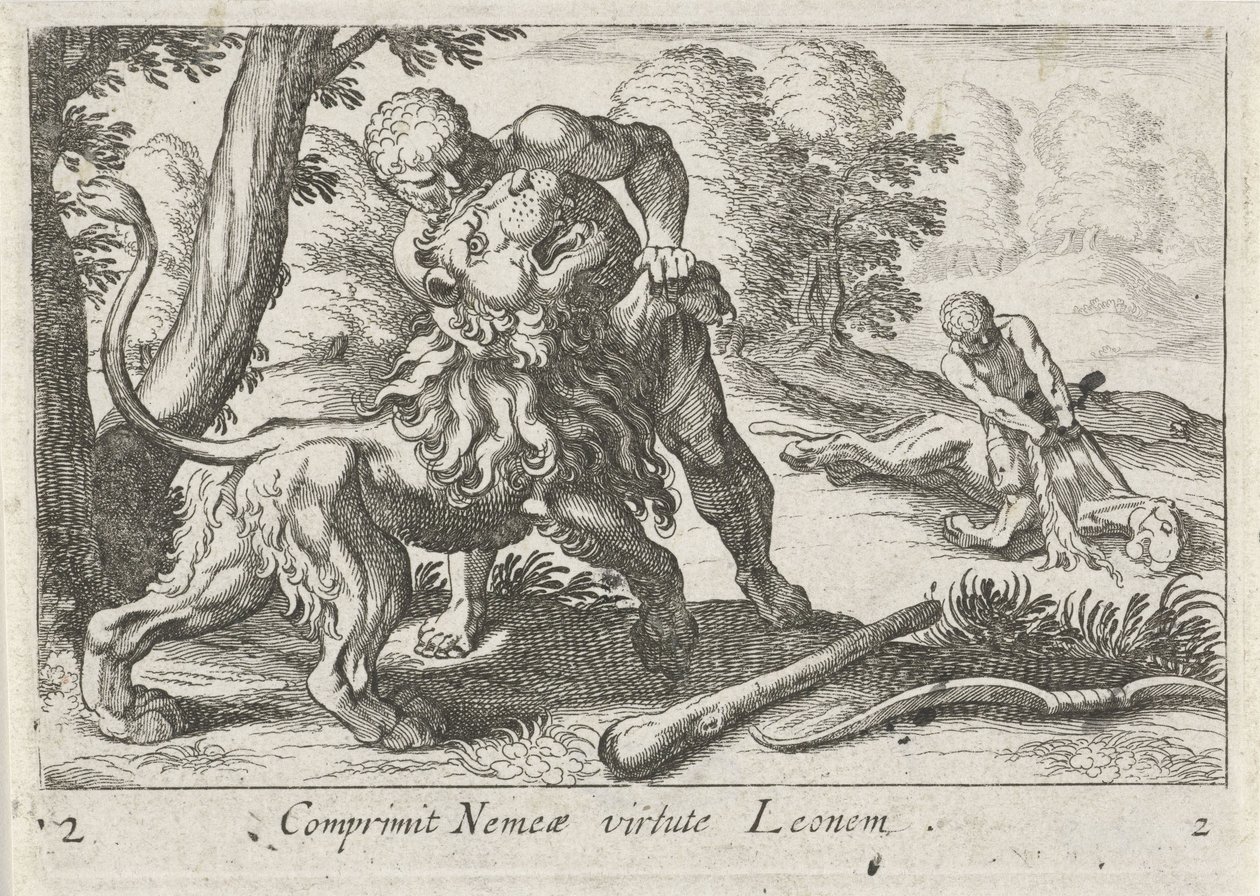 Herkules v boji s nemejským lvem od Simon Frisius