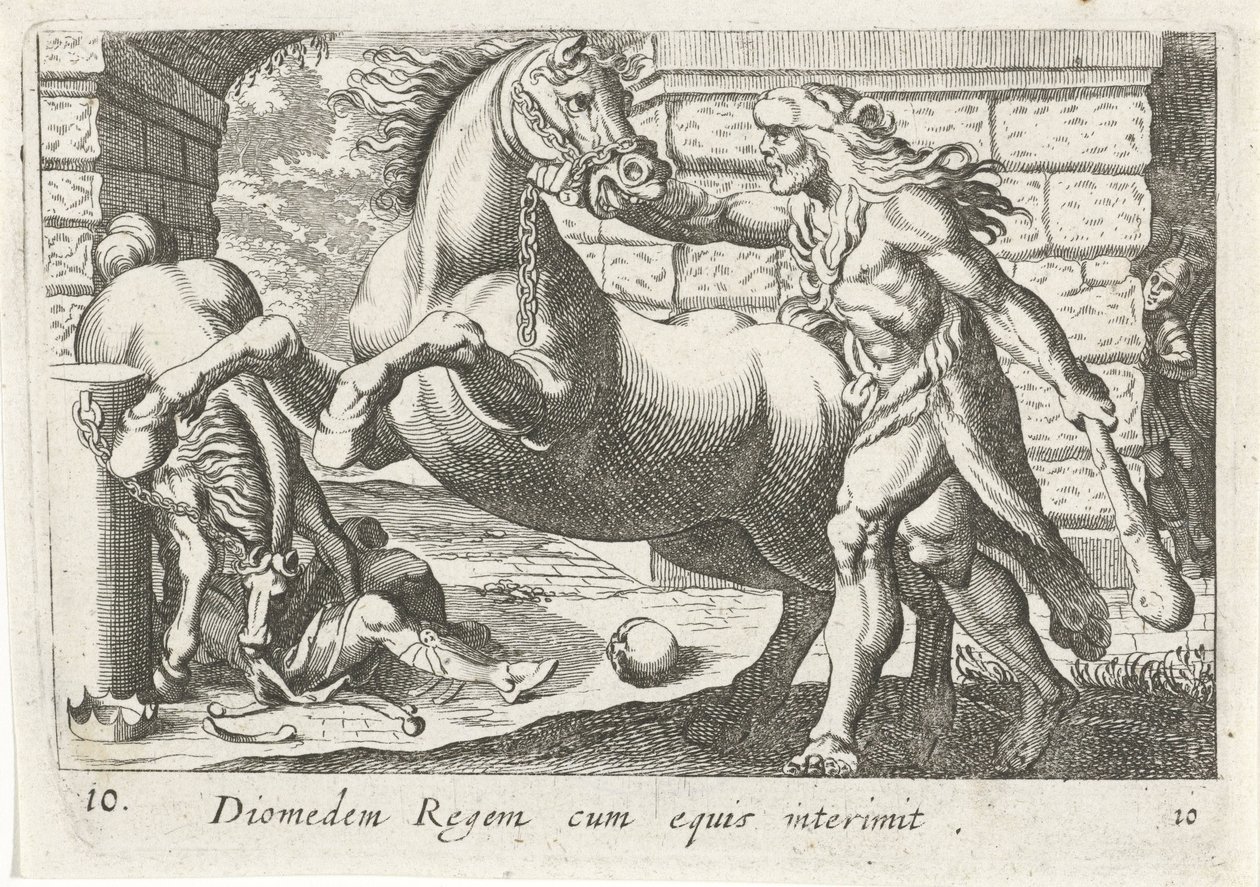 Hercules temt de paarden van Diomedes Král Diomedes s koňmi (titul na předmětu) Herkulische theme