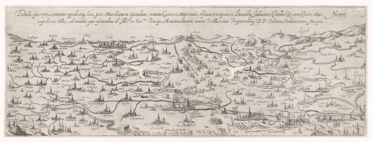 Mapa vévodství Gulik, 1614 od Simon Frisius