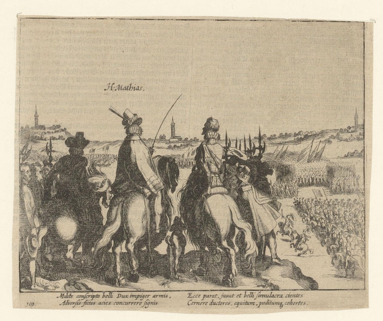 Matthias a princ Oranžský provádějí inspekci státní armády, 1578 od Simon Frisius