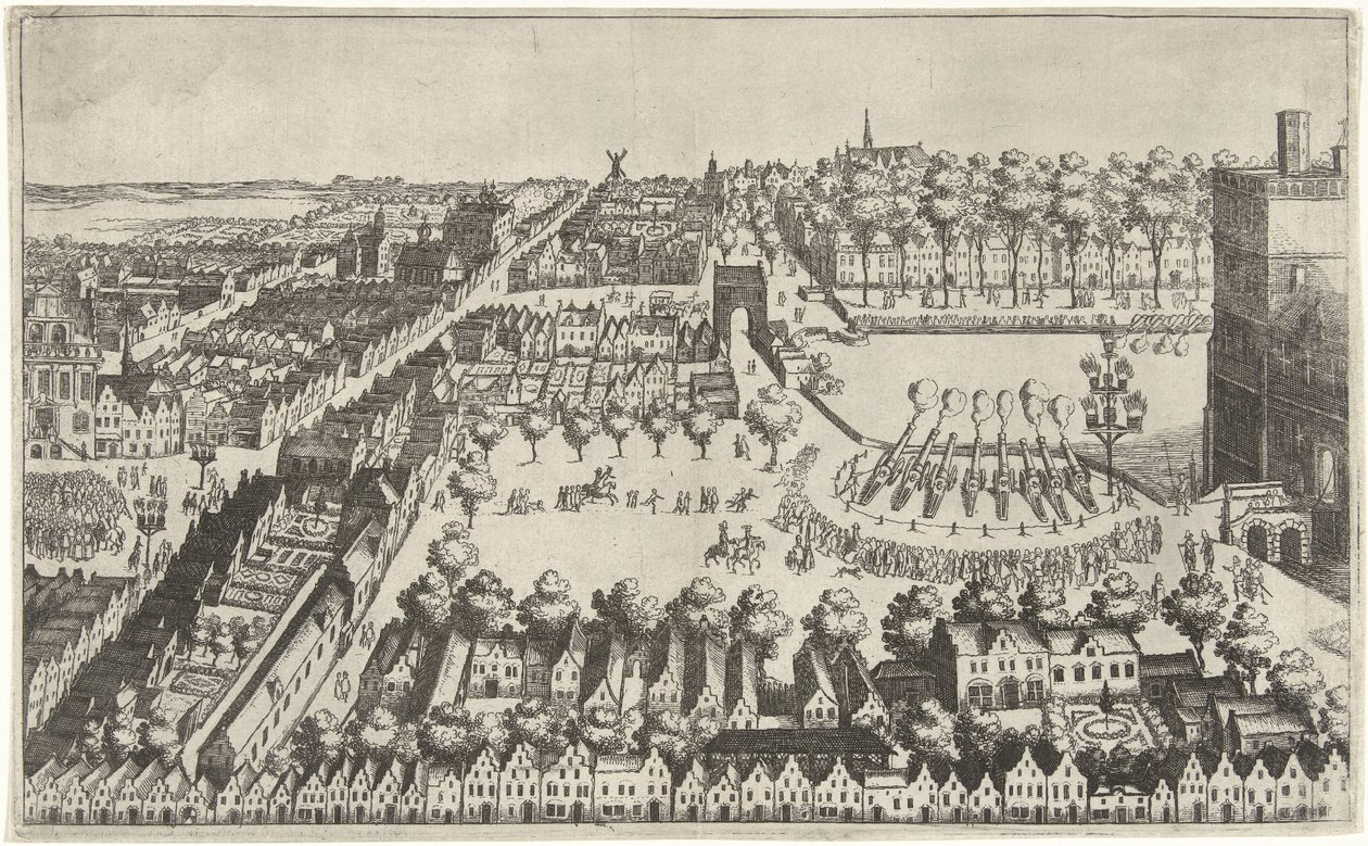 Ohnivé ohně v Haagu po vyhlášení příměří, 1609 od Simon Frisius