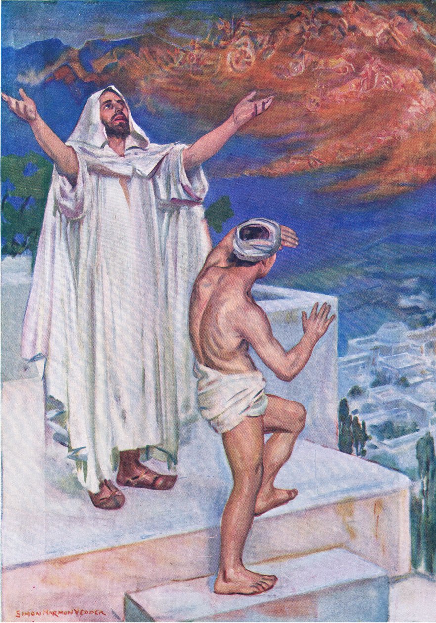 Elišky nebeské ochránkyně, z knihy The Bible Picture Book vydané nakladatelstvím Thomas Nelson, cca 1950. od Simon Harmon Vedder