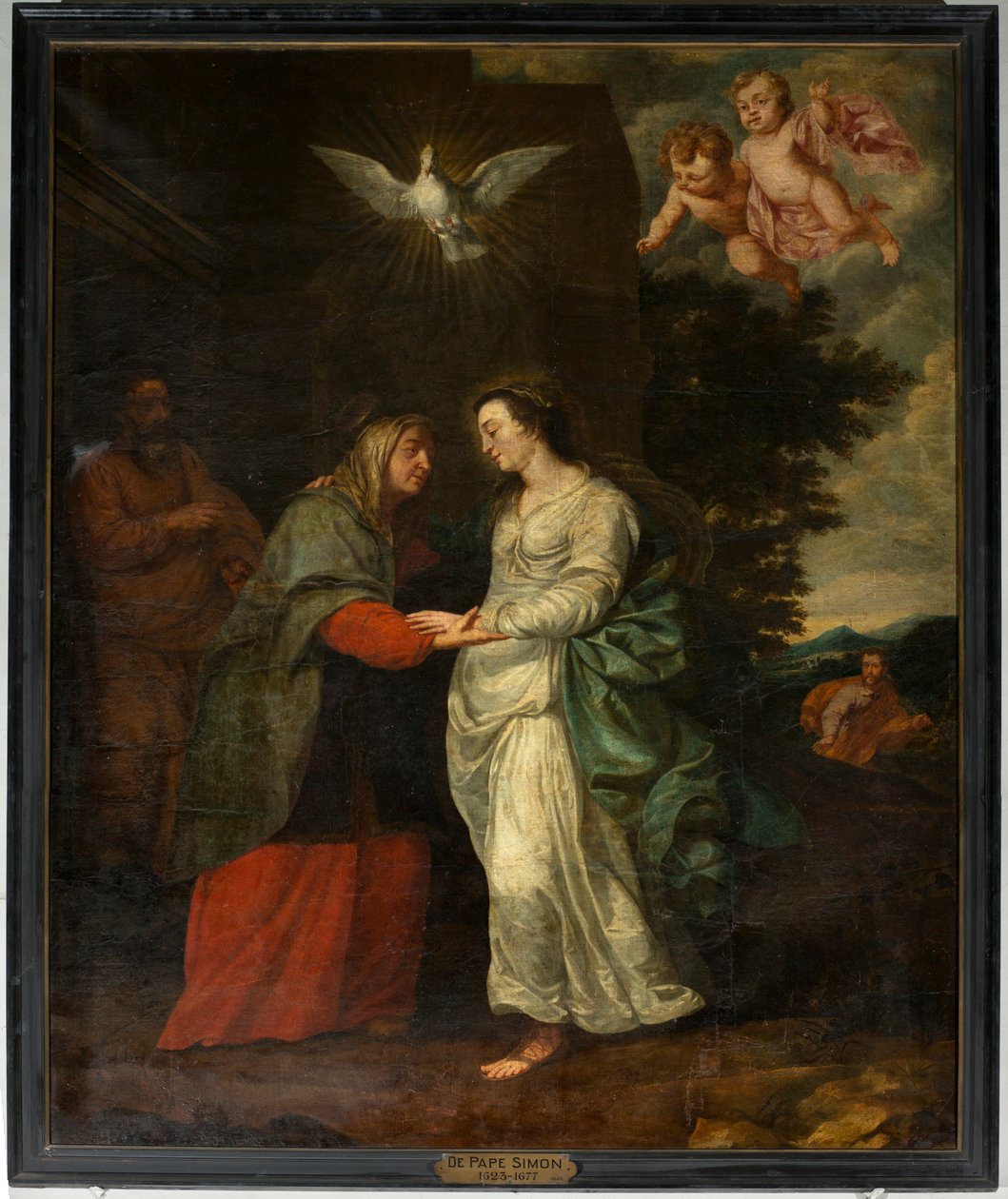 Farní kostel (Parochiekerk Sint-Eligius). Malování. „Mary na návštěvě Elisabeth“ . Simon De Pape. 17. století. od Simon II de Pape