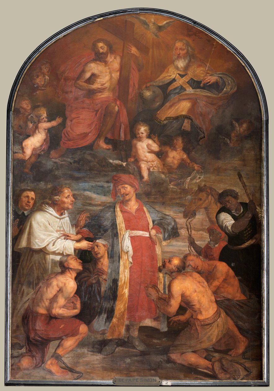 Farní kostel (Sint-Walburgakerk). Malba, triptych. Simon De Pape (?). Vykoupení křesťanských otroků Turkovi. od Simon II de Pape