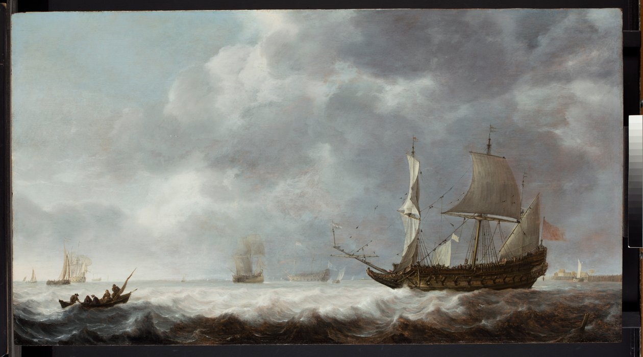 Kousek moře, vánek poblíž holandského přístavu, kolem 1640 od Simon Jacobsz. Vlieger
