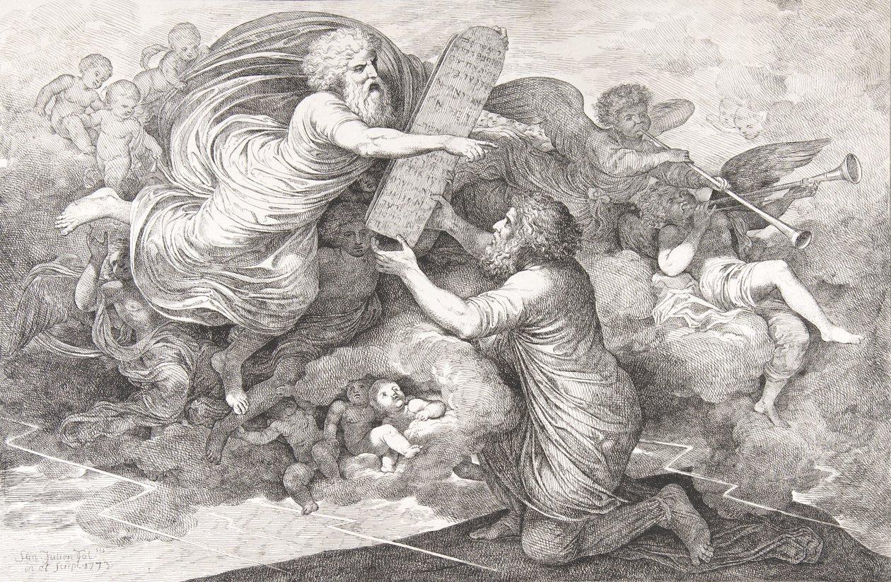 Mojžíš na Sinaji Tabulky židovského práva, 1773. od Simon Julien