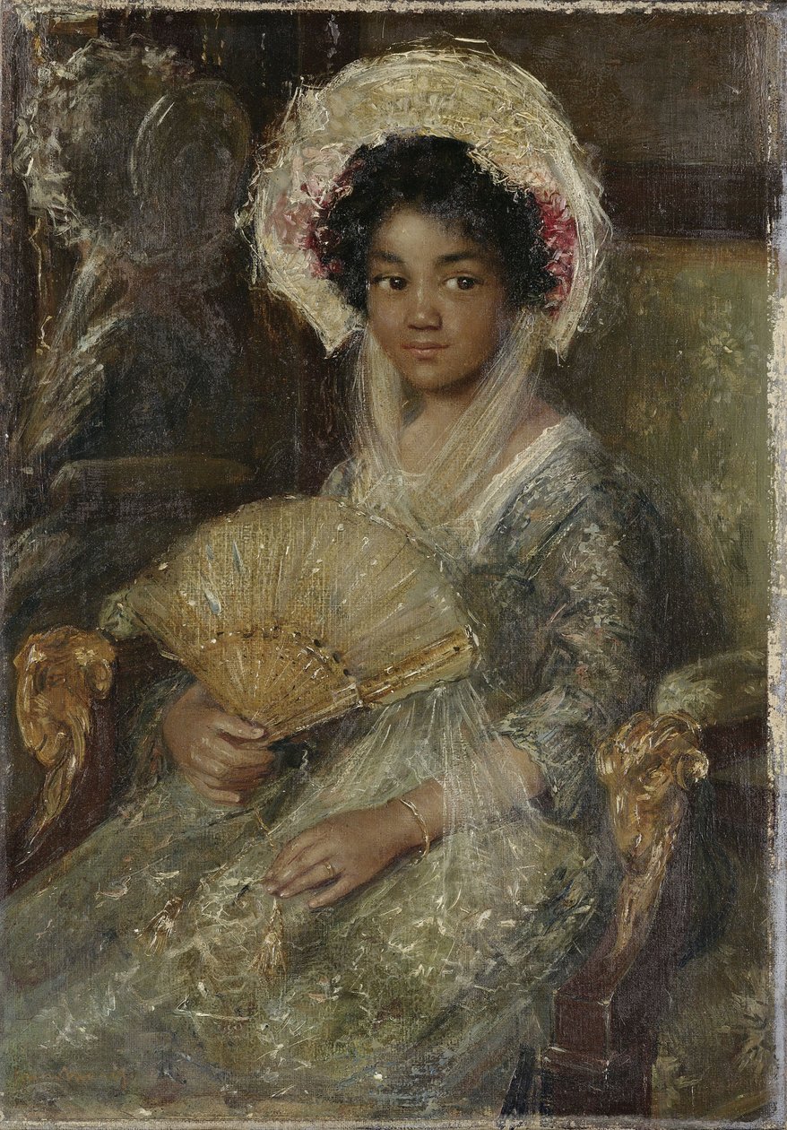 Mladá žena s ventilátorem, c. 1906 (olej na plátně) od Simon Maris