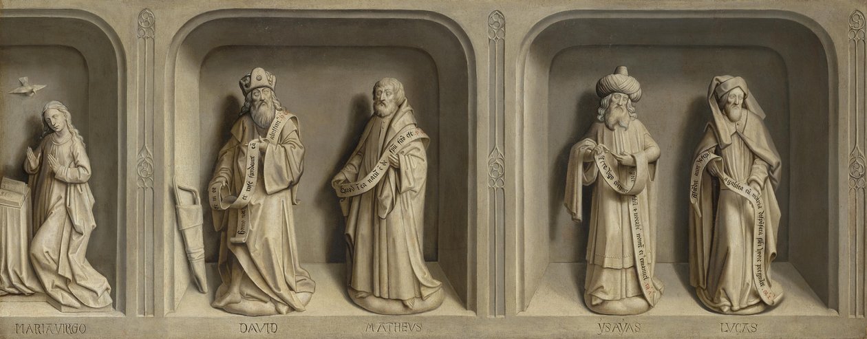 Výjevy ze života svatého Bertina a Zvěstování Panně Marii s proroky a evangelisty od Simon Marmion
