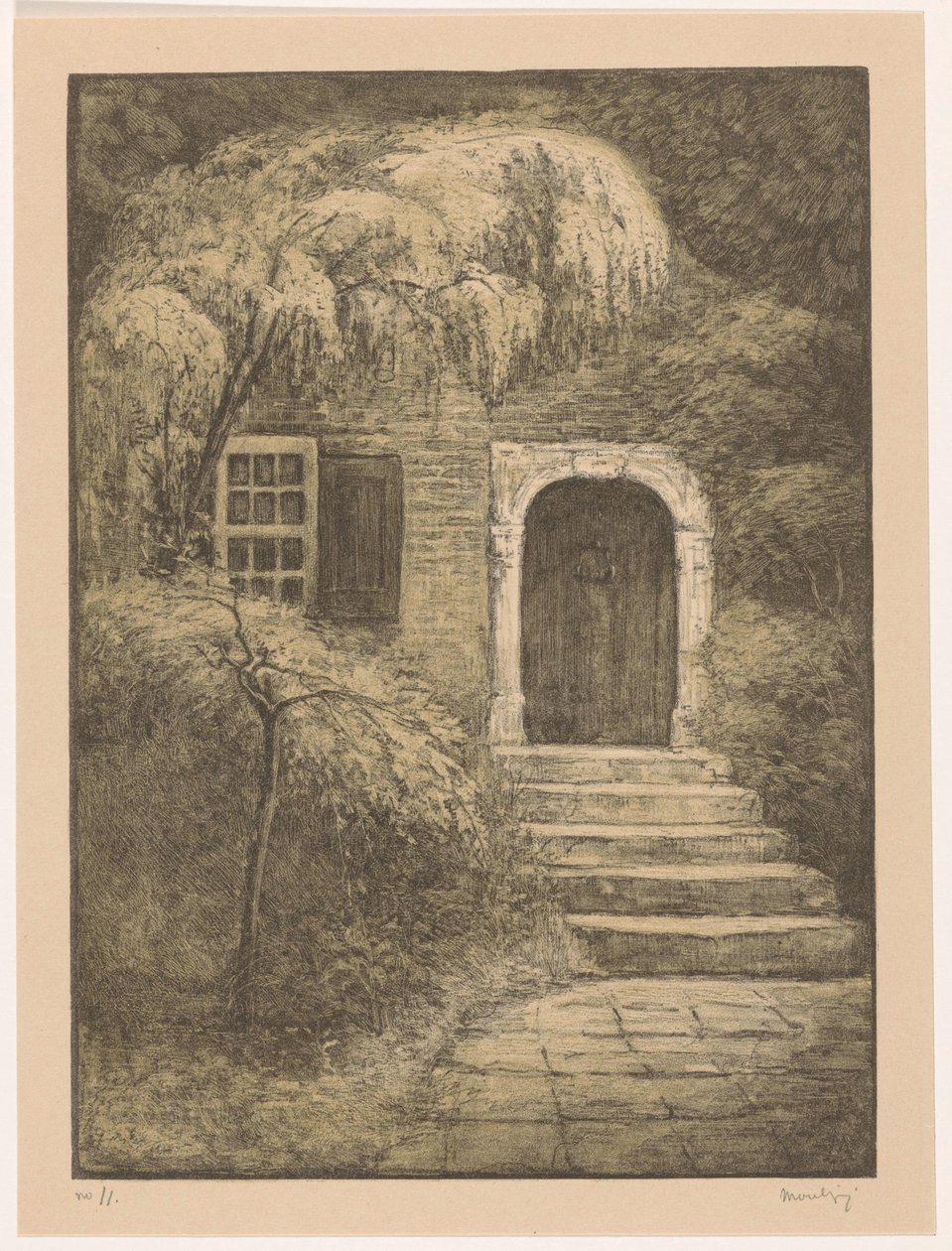 Dveře s kamennými schody The Backdoor (původní název) od Simon Moulijn (signed by artist)