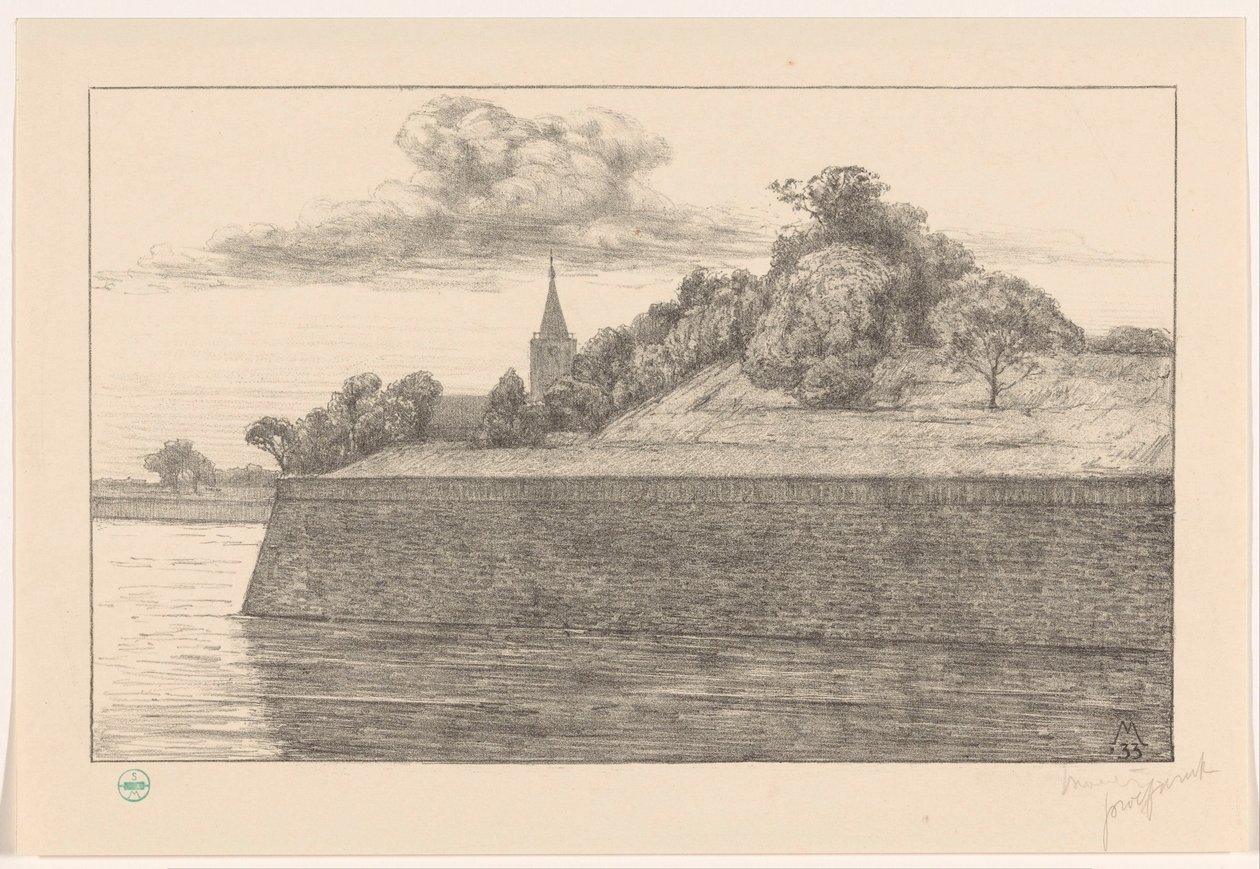 Pohled na baštu Promers (původní název) The vals of Naarden (původní název série) od Simon Moulijn (signed by artist)