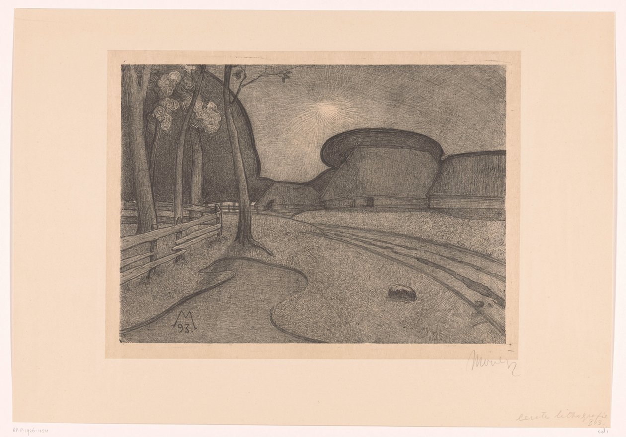Krajina s farmou Večer (původní název) od Simon Moulijn (signed by artist)