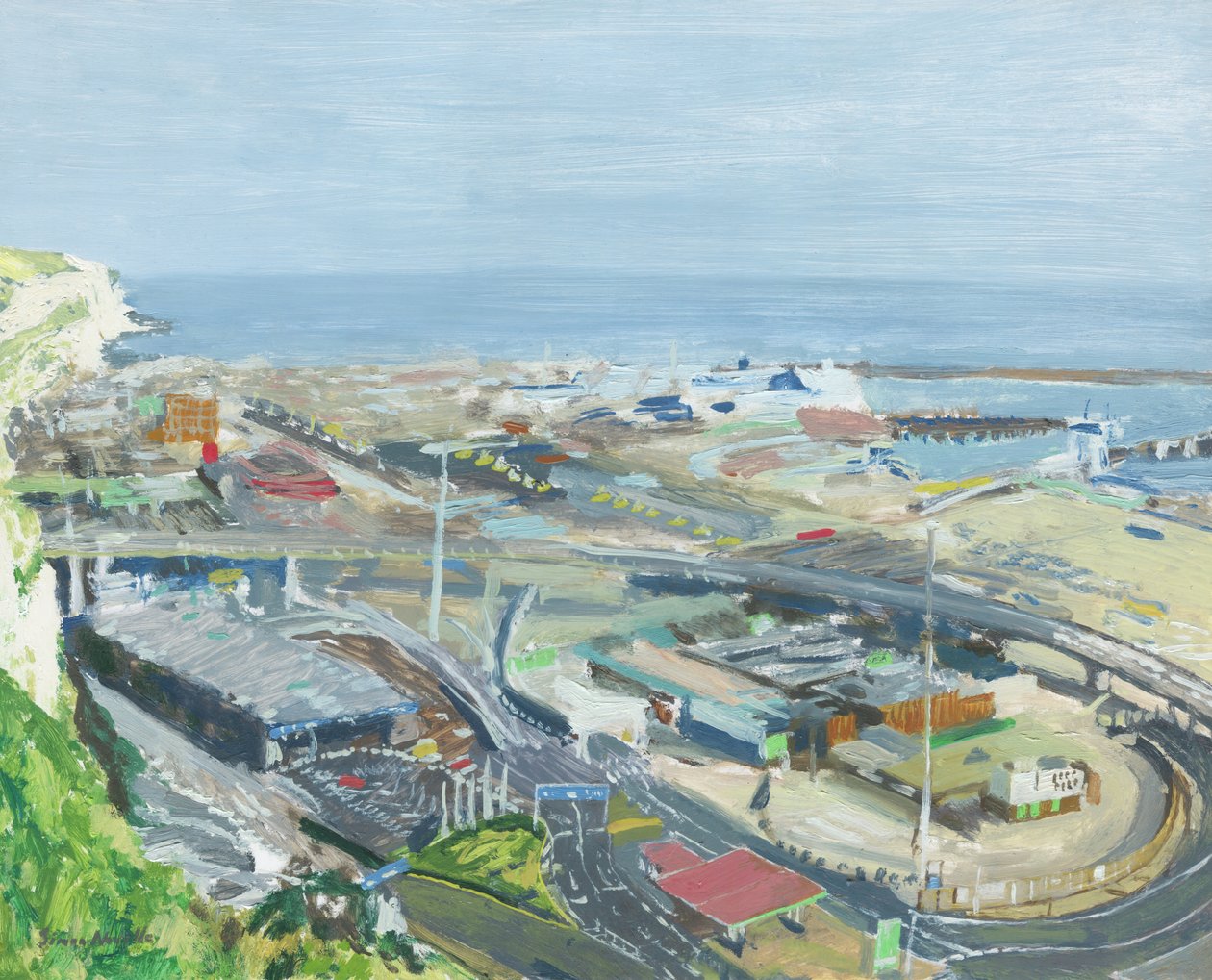Přístav Dover, 2019 (olej na desce) od Simon Neville