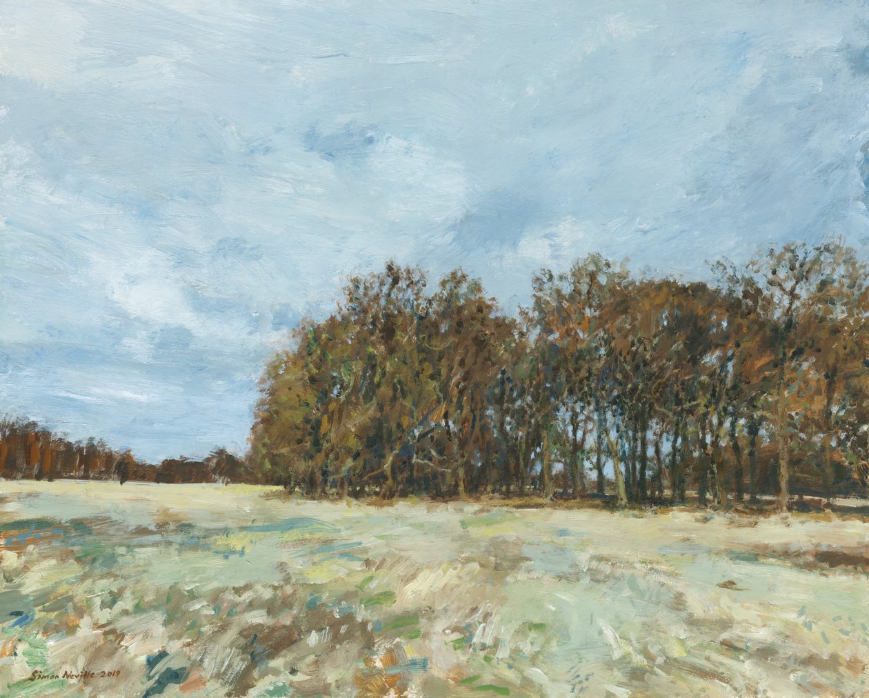 Les, Richmond Park, 2019 (olej na desce) od Simon Neville