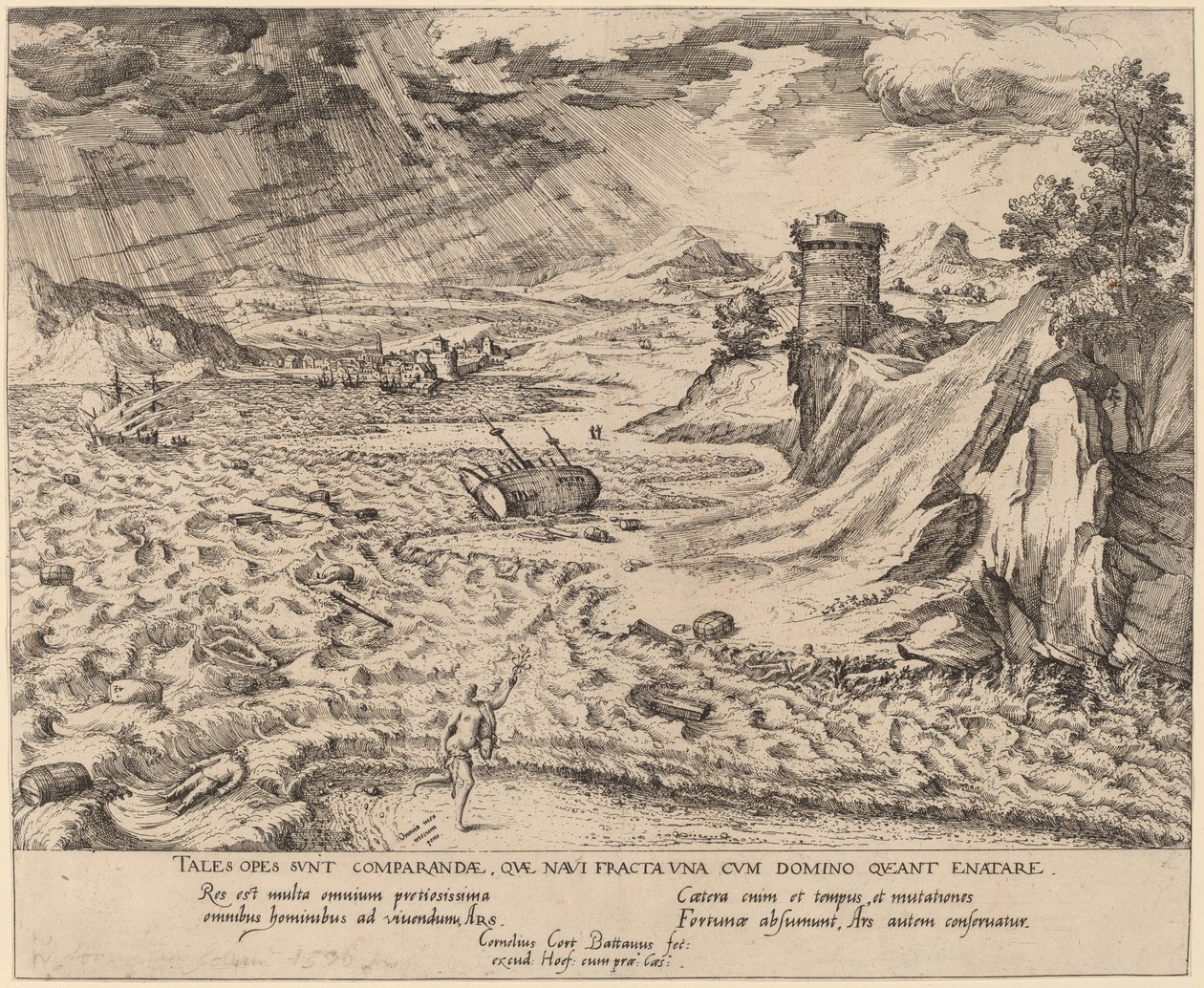 Vrak lodi od Simon Novellanus after Cornelis Cort
