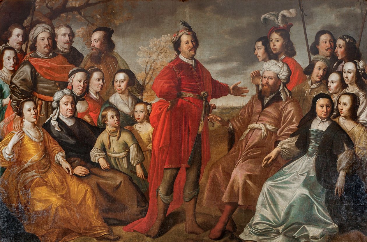 Tzv. rodinný portrét Gröningů, asi 1663 (olej na plátně) od Simon Peter Tilemann