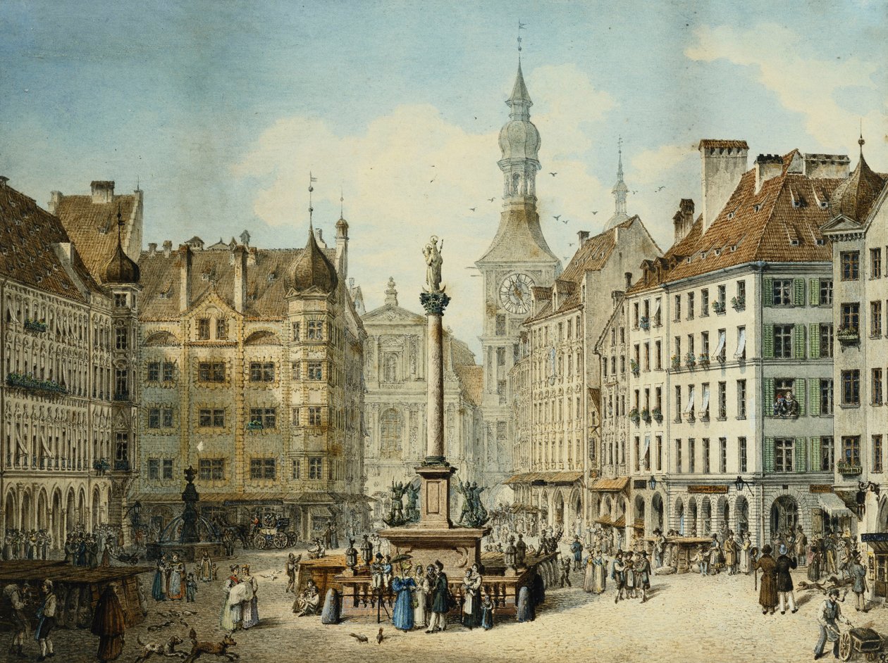 Schrannenplatz, Mnichov, 1835 od Simon Quaglio