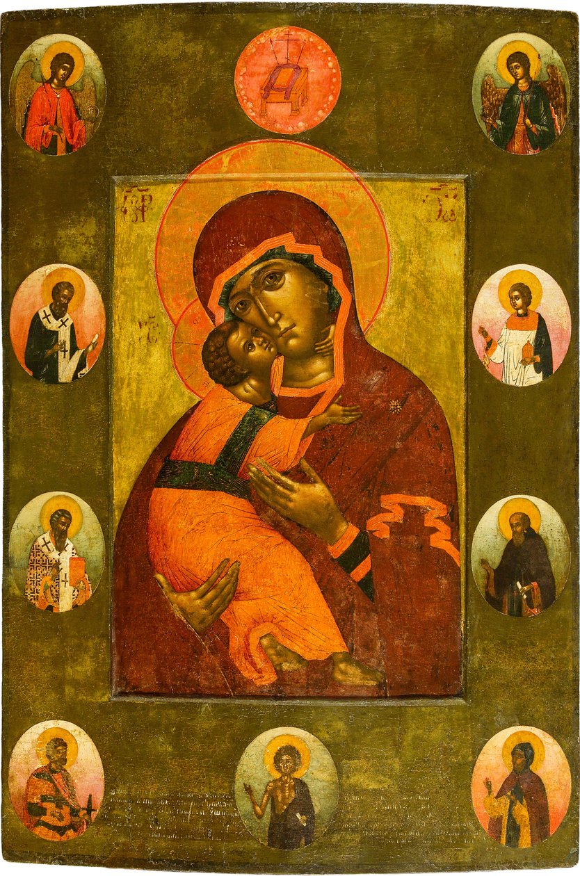 Panna Vladimíra s vybranými světci par Ushakov, Simon (Pimen) Fjodorovič (1626-1686). Tempera na panelu od Simon Ushakov