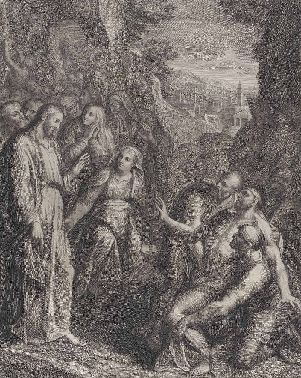 Vzkříšení Lazara, s Kristem stojícím vlevo, ca. 1729. od Simon Vallee